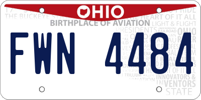 OH license plate FWN4484