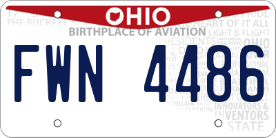 OH license plate FWN4486