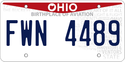 OH license plate FWN4489