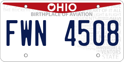 OH license plate FWN4508