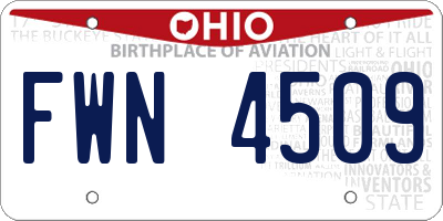 OH license plate FWN4509