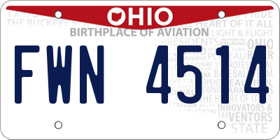 OH license plate FWN4514