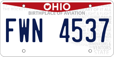 OH license plate FWN4537