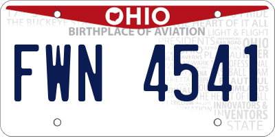 OH license plate FWN4541