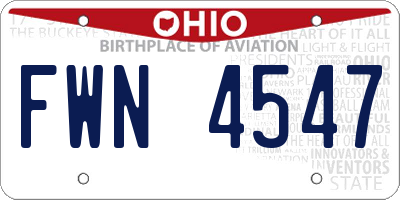 OH license plate FWN4547