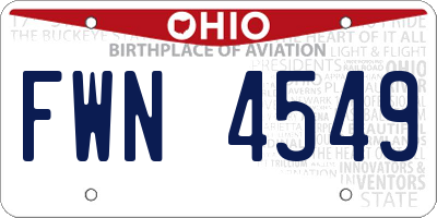 OH license plate FWN4549