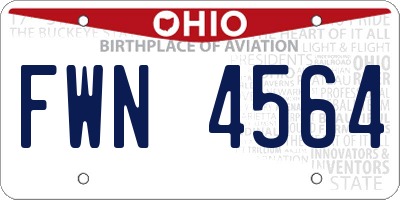 OH license plate FWN4564