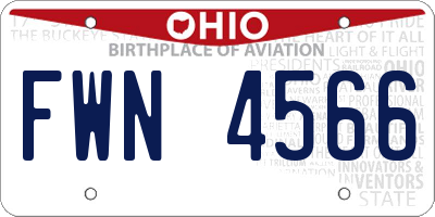 OH license plate FWN4566