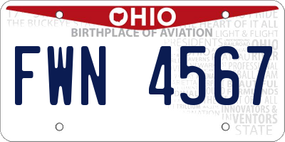 OH license plate FWN4567