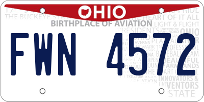 OH license plate FWN4572