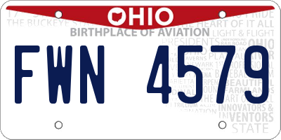 OH license plate FWN4579