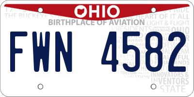 OH license plate FWN4582
