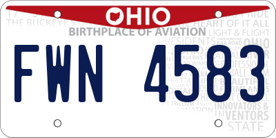 OH license plate FWN4583