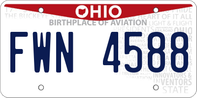OH license plate FWN4588