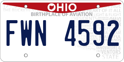 OH license plate FWN4592