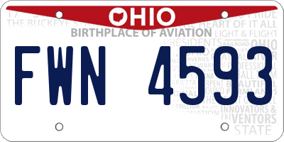 OH license plate FWN4593