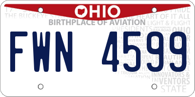 OH license plate FWN4599