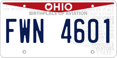 OH license plate FWN4601
