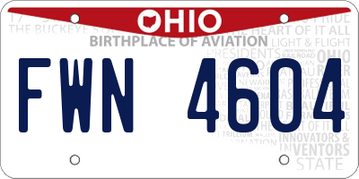 OH license plate FWN4604