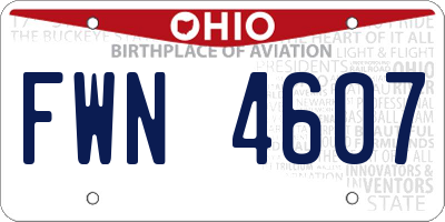 OH license plate FWN4607
