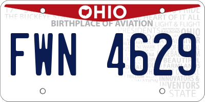 OH license plate FWN4629