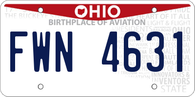 OH license plate FWN4631