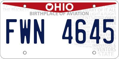 OH license plate FWN4645