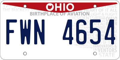 OH license plate FWN4654