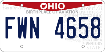 OH license plate FWN4658