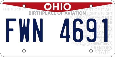 OH license plate FWN4691