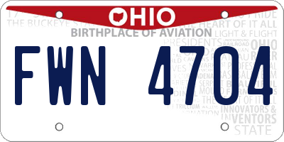 OH license plate FWN4704