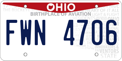 OH license plate FWN4706