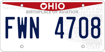 OH license plate FWN4708