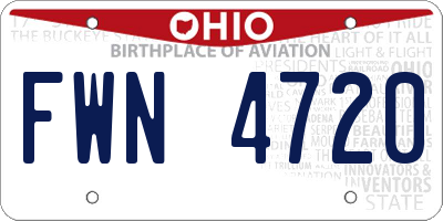 OH license plate FWN4720