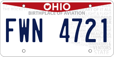 OH license plate FWN4721