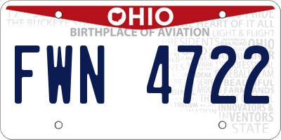 OH license plate FWN4722