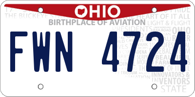 OH license plate FWN4724