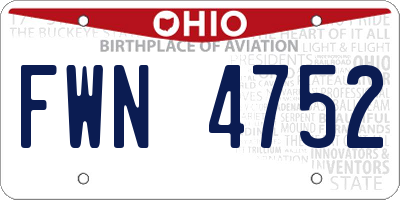 OH license plate FWN4752