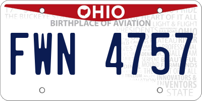OH license plate FWN4757