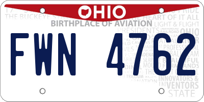 OH license plate FWN4762