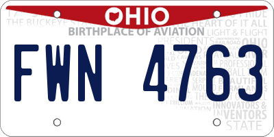 OH license plate FWN4763