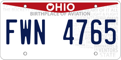 OH license plate FWN4765