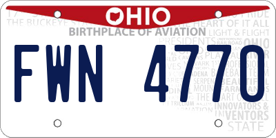 OH license plate FWN4770