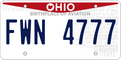 OH license plate FWN4777