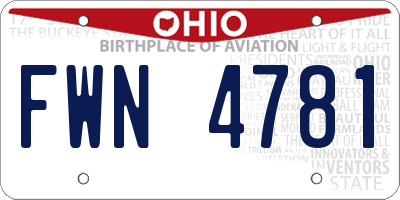 OH license plate FWN4781