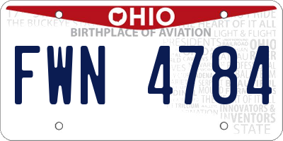 OH license plate FWN4784