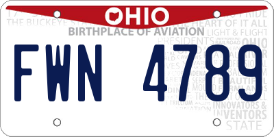 OH license plate FWN4789
