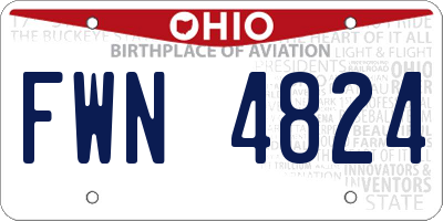OH license plate FWN4824