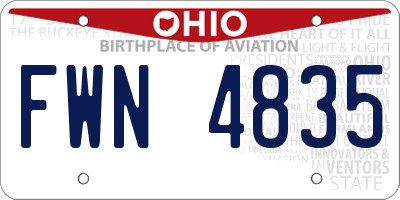 OH license plate FWN4835