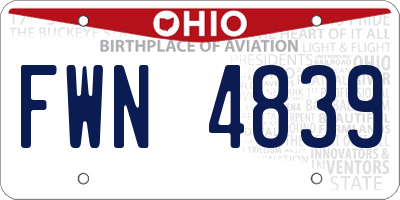OH license plate FWN4839